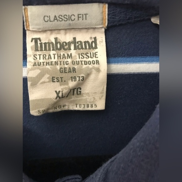 𝅺VINTAGE Timberland Stratham Mens Cotton Striped Classic Fit Polo Shirt Size XL - Picture 9 of 10